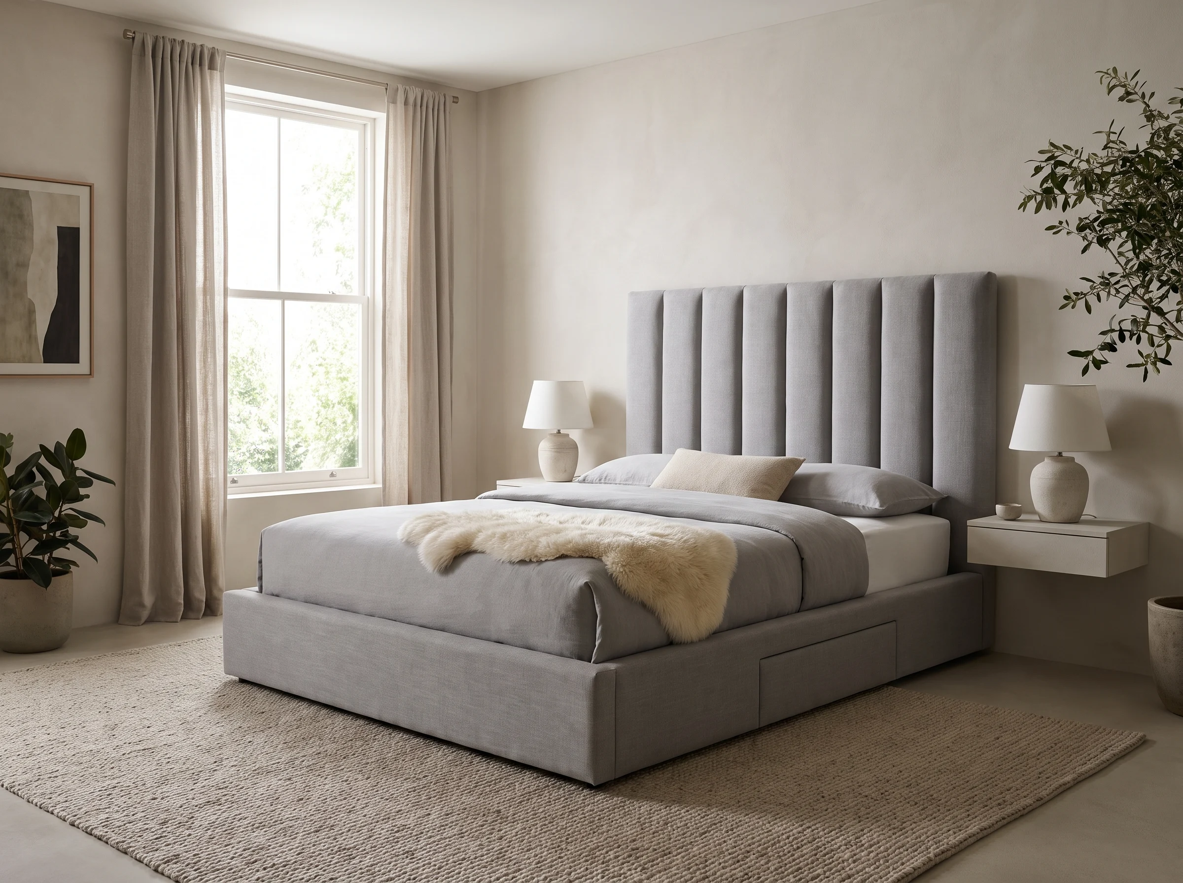 custom upholstered bed Abu Dhabi platform style with storage
