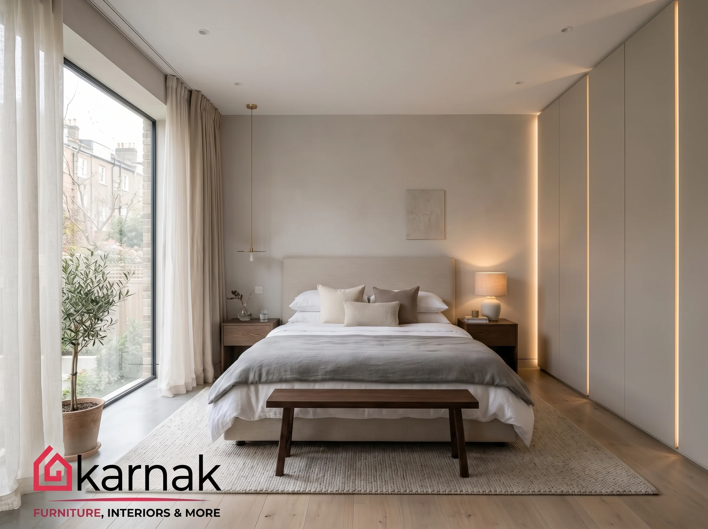 Custom bed and wardrobe package Abu Dhabi in modern bedroom