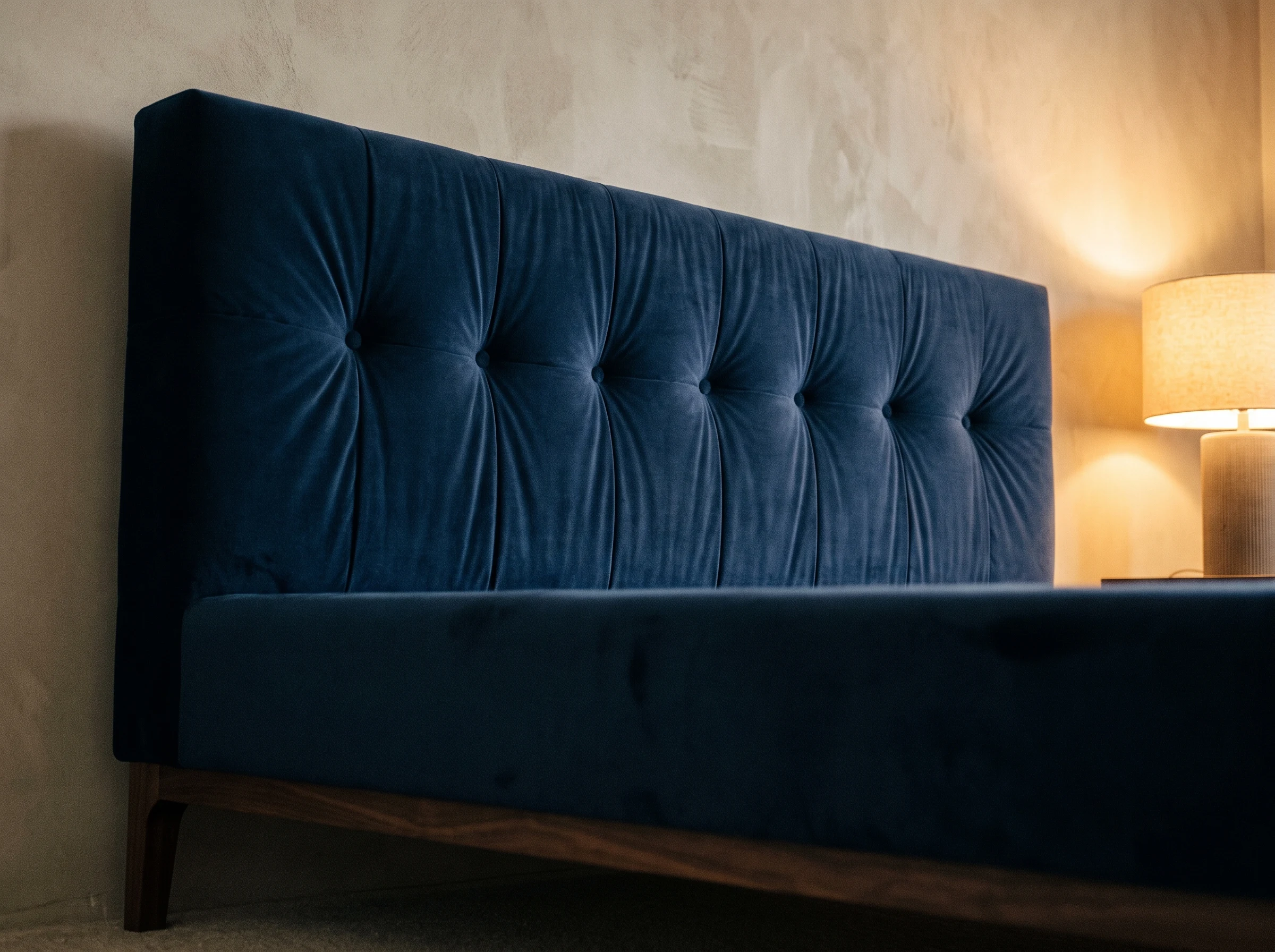 king size bed UAE in velvet upholstery