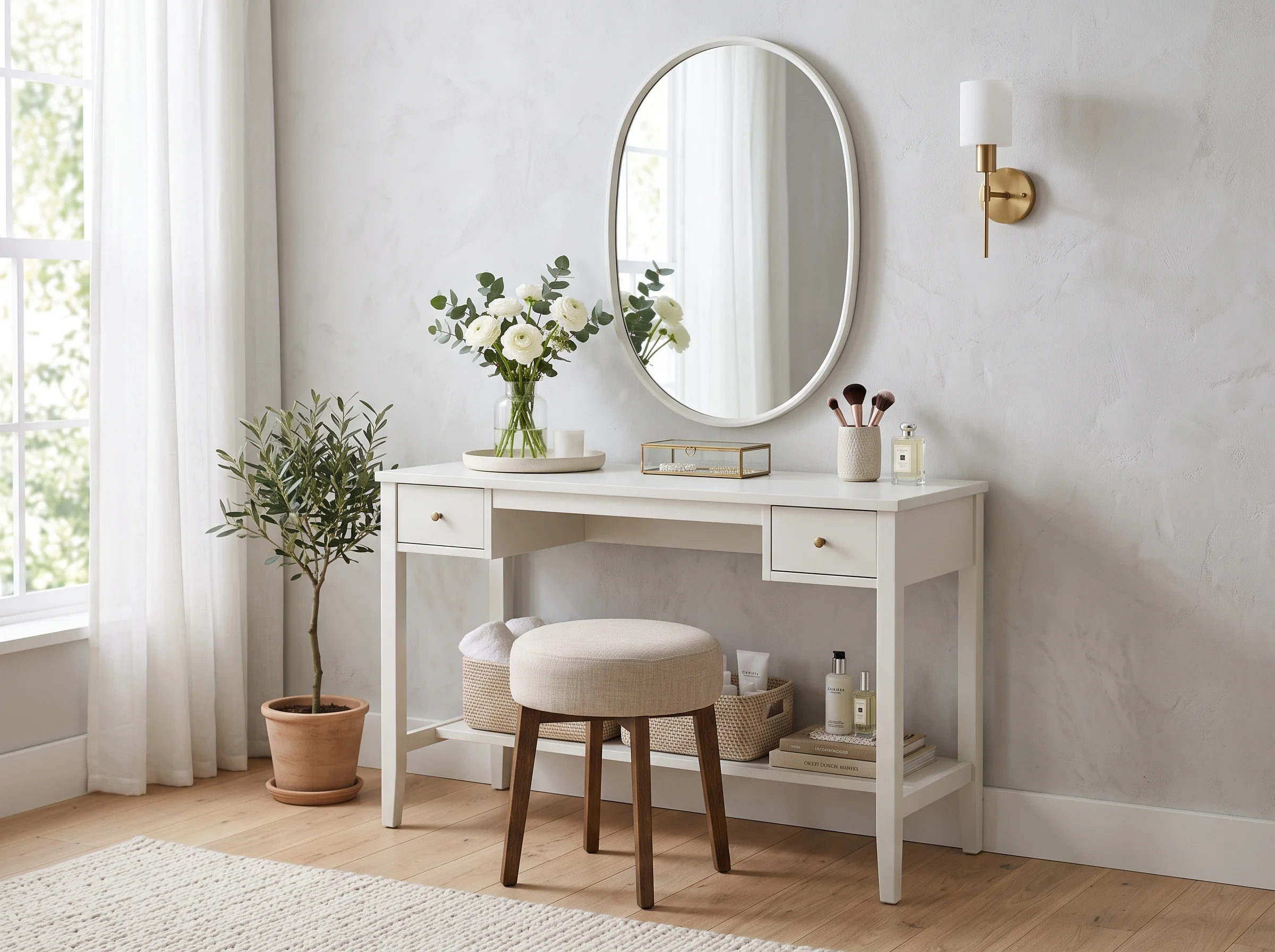 Modern vanity table with mirror Dubai ideal for daily grooming