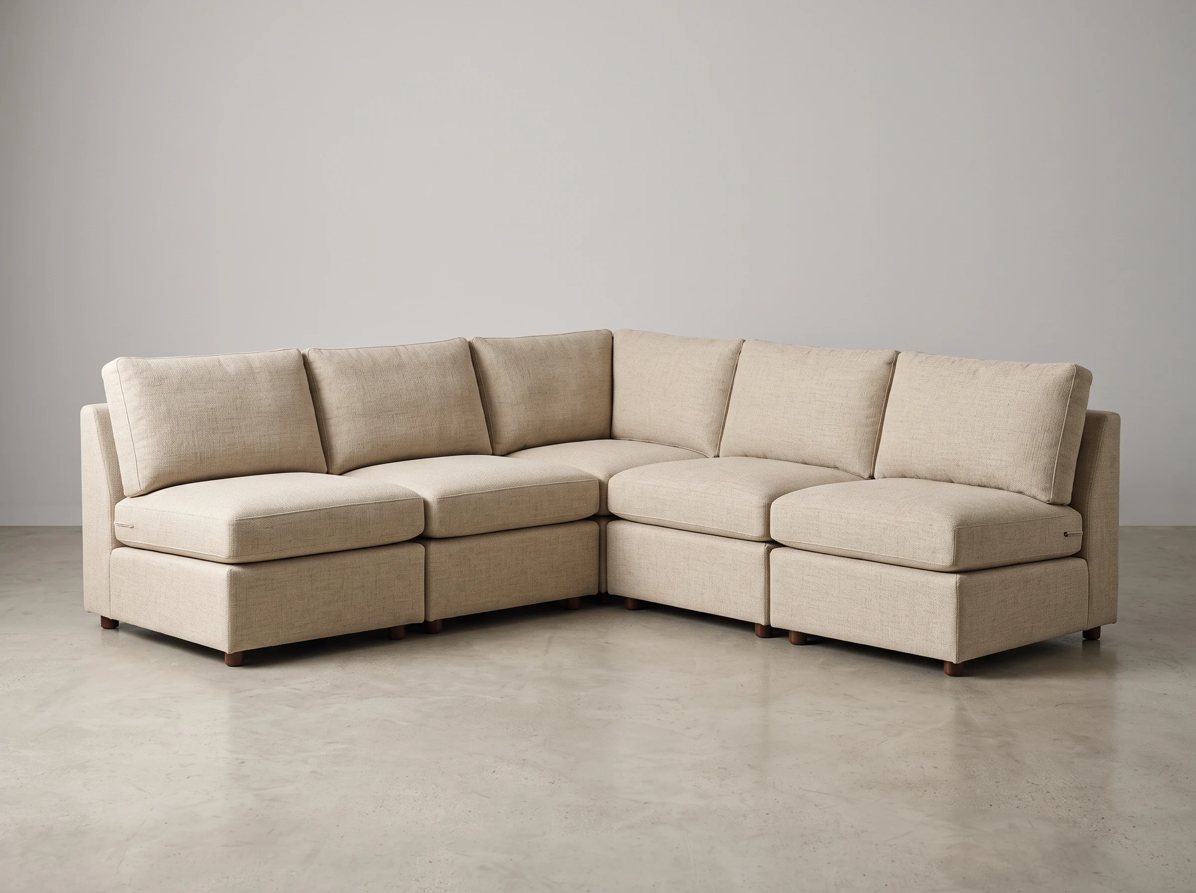 Modular sectional sofa UAE arranged in flexible L shape configuration showing separate sections