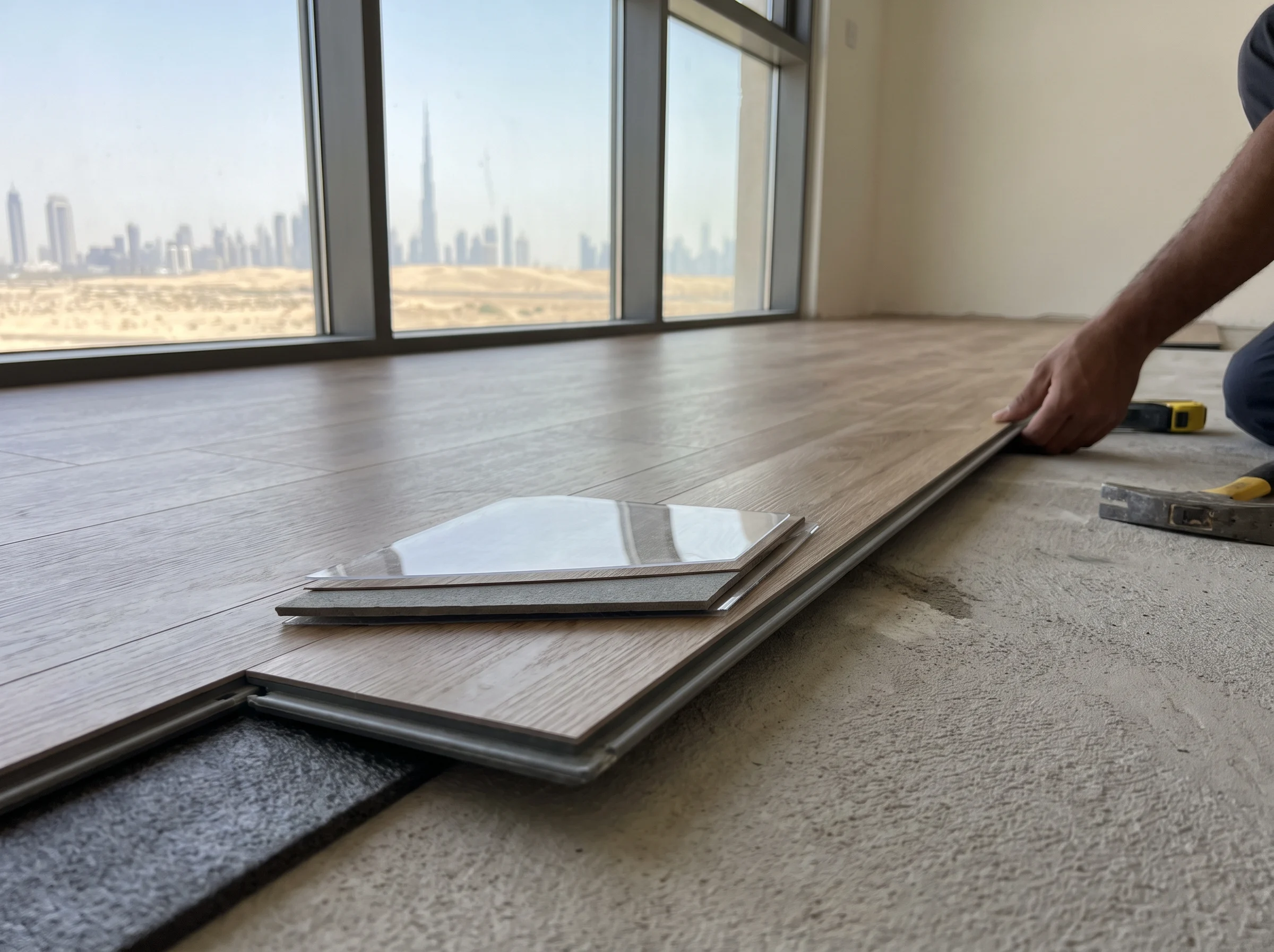SPC core flooring structure for Dubai homes