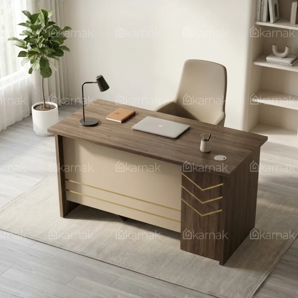 Kelno Office Tables – Walnut/White