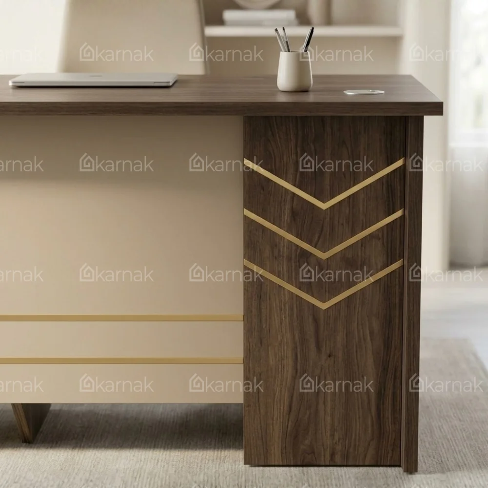 Kelno Office Tables – Walnut/White