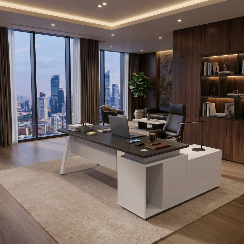Hertz Executive Office Desk – Ash Walnut and Grey