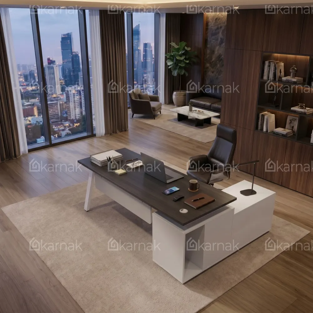 Hertz Executive Office Desk – Ash Walnut and Grey