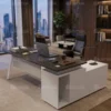 Hertz Executive Office Desk – Ash Walnut and Grey
