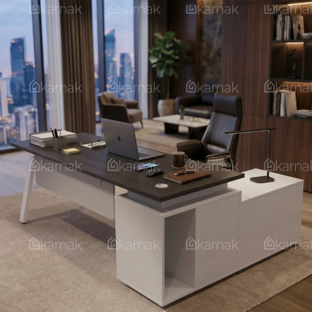 Hertz Executive Office Desk – Ash Walnut and Grey