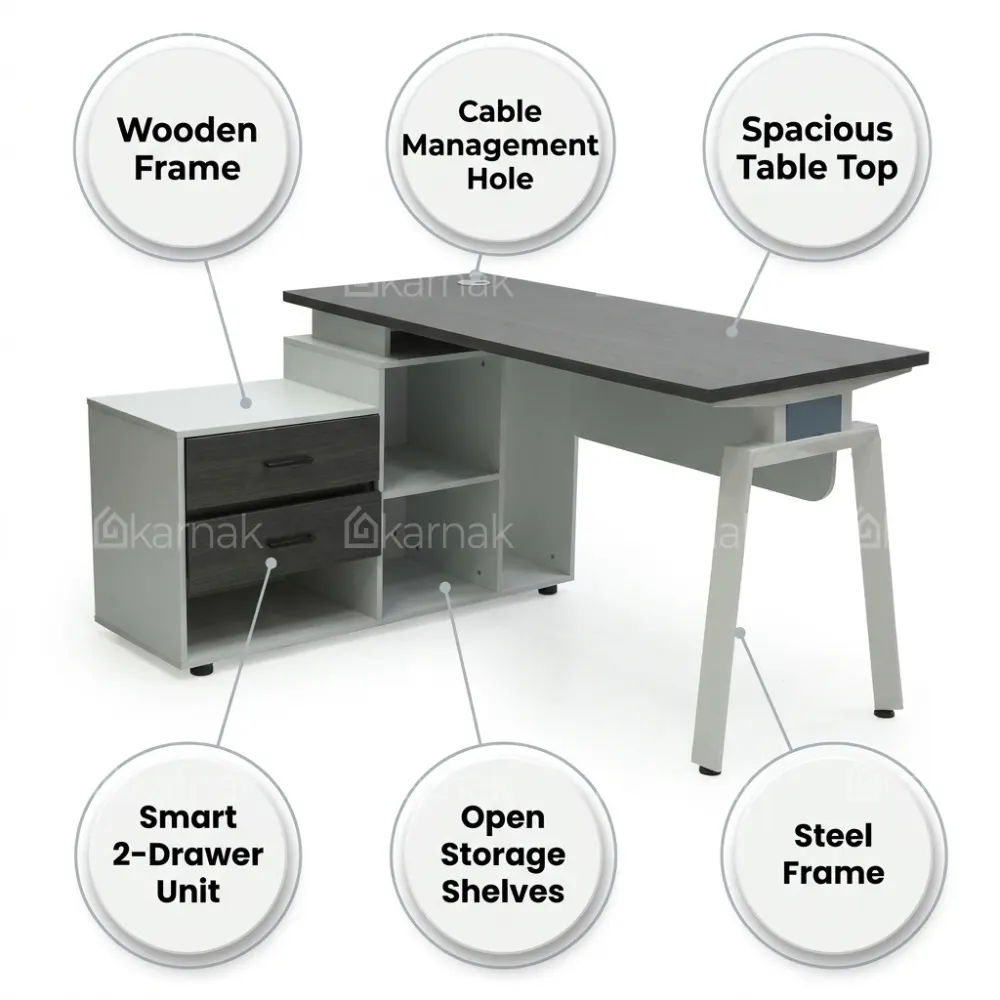 Hertz Executive Office Desk – Ash Walnut and Grey