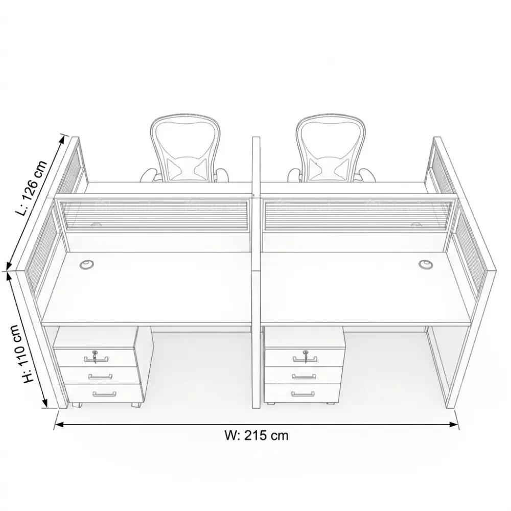 Neeya 4 Person Workstation Desk