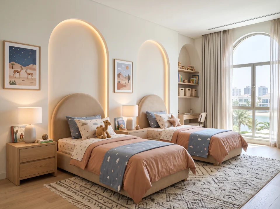 Budget-friendly modern kids bed with sturdy frame designed for Dubai families