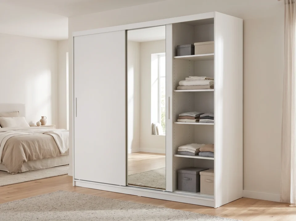 Modern sliding 3 door wardrobe with mirror Dubai