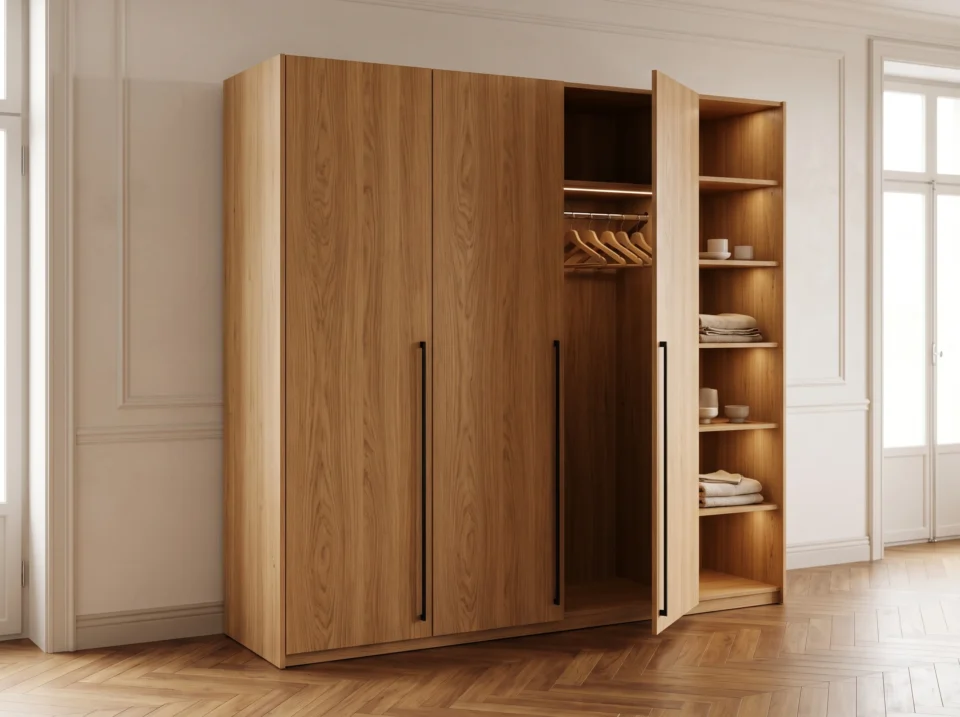 Modern 3 door wardrobe with shelves UAE